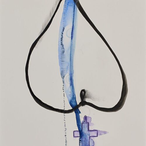 Un cuore per la cura (A Heart for Care) - Mixed media on paper - 44x36 cm