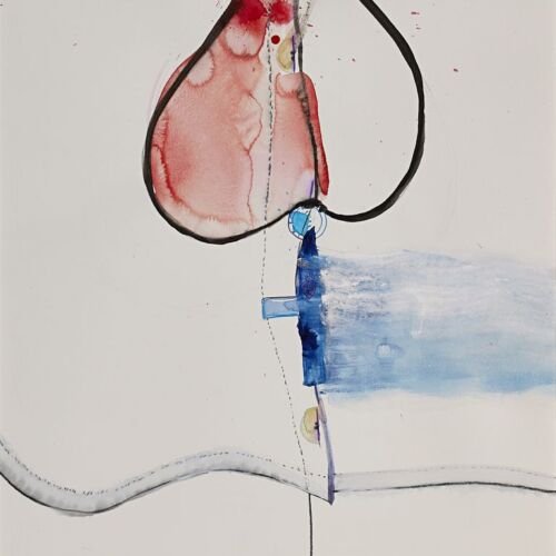 Un cuore per la cura (A Heart for Care) - Mixed media on paper - 64x50 cm