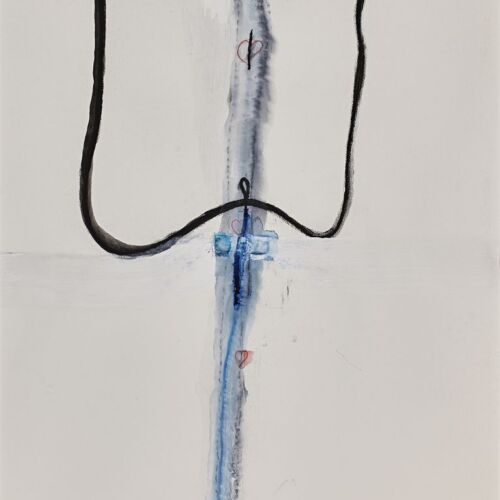 Un cuore per la cura (A Heart for Care) - Mixed media on paper - 64x50 cm